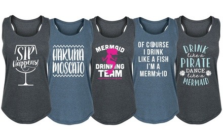 Women's Save Water Drink Wine Tanks. Plus Sizes Available.