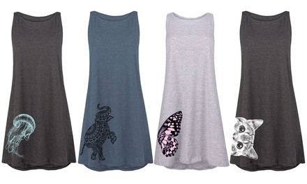 Women's Animal Side Hit-Print Tank Dresses