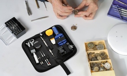 iMounTEK Watch Repair Tool Kit with Carrying Case (14-Piece)