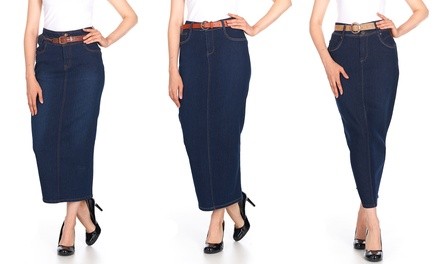 No Fuze Women's High-Rise Denim Maxi Skirts. Plus Sizes Available.