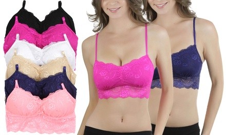 Women's Lace Long-Line Lace Bralettes (6-Pack)