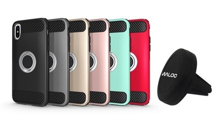 Waloo Dual-Layer Carbon Fiber iPhone Case and Alphaflex Car Mount