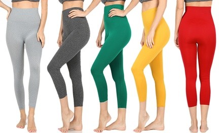 Women's High-Waist Tummy Control Seamless Capri Leggings