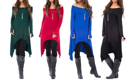 Women's Cascading Maternity Tunic Top with Fleece Lined Leggings