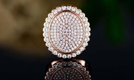 18K Rose Gold Plated Cocktail Ring Made with Swarovski Elements