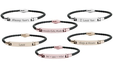 Genuine Magnetic Leather Inspirational Bracelet by Pink Box