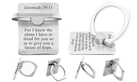 Pink Box Solid Brushed Stainless Steel Universal Scripture Ring Holder