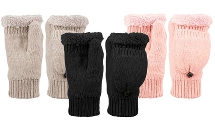 Fingerless Gloves with Mitten Cover and Sherpa Lining