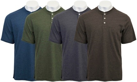 Victory Sportswear Men's Brushed Cotton Henley Short Sleeve T-Shirt (M-2XL)