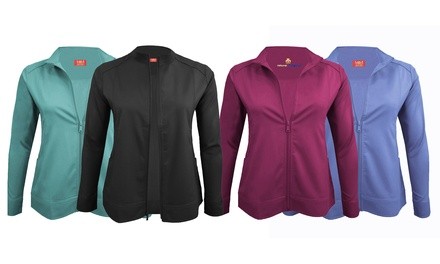 M&M Scrubs Women's Soft Front Zip Warm-Up Scrub Jacket. Plus Sizes Available.