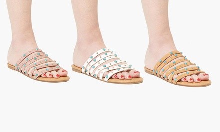 Sociology Women's Strappy Studded Slides | Groupon Exclusive