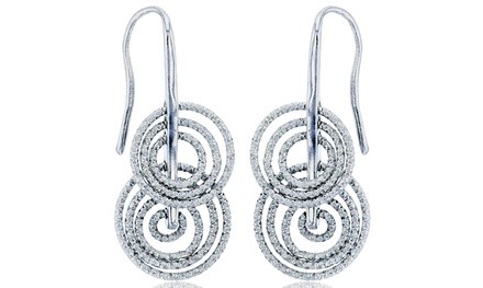 Sterling Silver Rhodium Diamond Cut Multi-Circle Dangling Earrings by DECADENCE