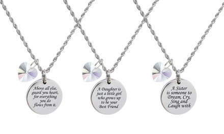 Inspirational Disc Necklace Made with Crystals from Swarovski by Pink Box