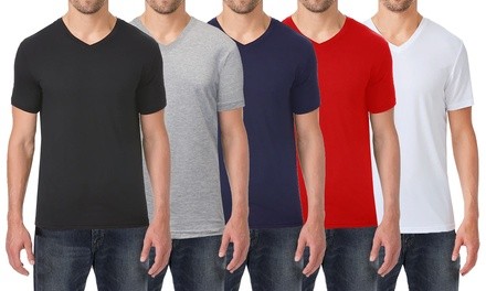 Men's Short Sleeve Stretch V-Neck Tees (3-Pack; S-3XL)