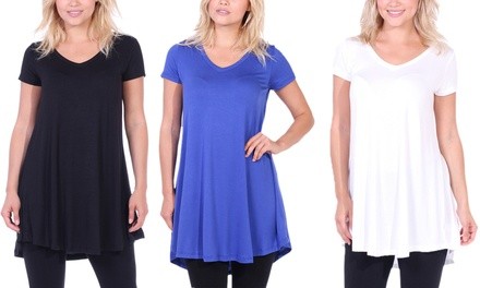 Popana Women's Short-Sleeve V-Neck Tunic Top. Plus Sizes Available.