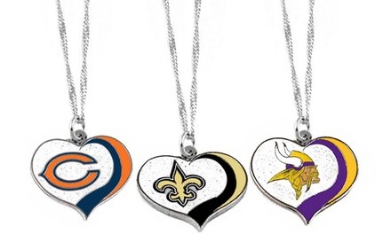 Aminco Sports Team NFL Logo Glitter Heart Charm Necklace