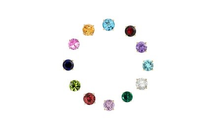 2.00 CTW Round Cut Birthstone Studs in 14K Solid Gold made with Swarovski by Jacmor