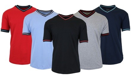 Galaxy by Harvic Men's Slim-Fit V-Neck Egyptian Cotton Short-Sleeve Tees (S–2XL; 3-Pack)