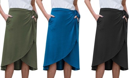 Women's Mid-Length Wrap Skirt. Plus Sizes Available.