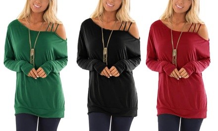 Leo Rosi Women's Jules Cold Shoulder Top. Plus Sizes Available