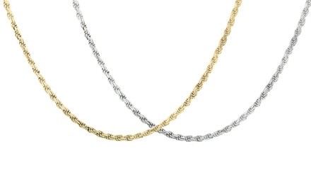 3.20MM Diamond Cut Italian Rope Chain in Sterling Silver