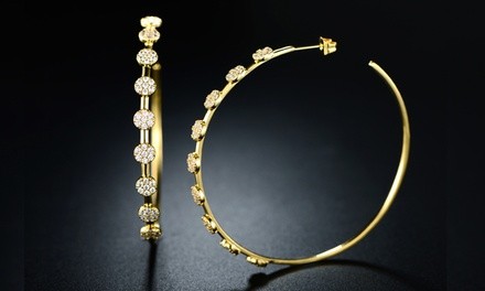 Studded Hoop Earrings Made with Swarovski Elements By Barzel