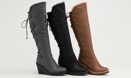 Sociology Lace Back Wedge Boots  | Groupon Exclusive (Sizes 7 & 10)