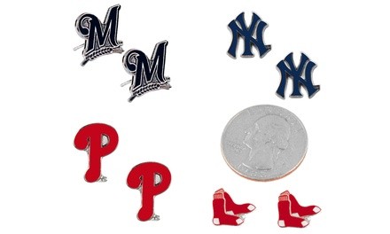 Aminco Sports MLB Team Logo Post Stud Charm Earring Set