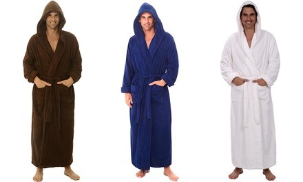 Alexander Del Rossa Men's Long Terry Cloth Robe with Hood