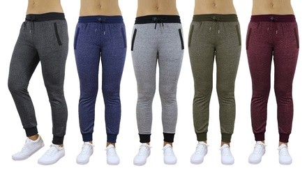 Galaxy By Harvic Women's Slim-Fit French Terry Joggers (4-Pack). Plus Sizes Available.