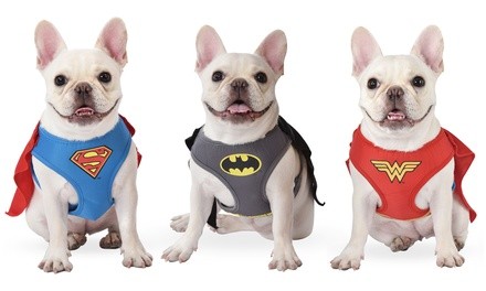 DC Comics Batman/Superman/Wonder Woman Pet Harness with Cape