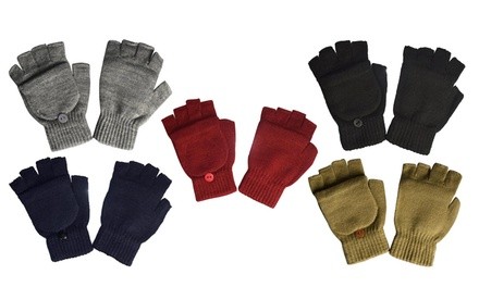 Fingerless Knit Gloves with Flip Cover Set (2-Pack)