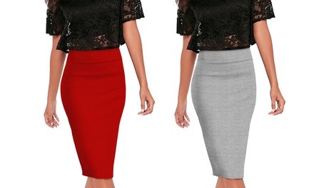 Women's Stretch Office Pencil Skirt. Plus Sizes Available.