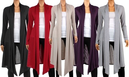 Women's Knee-Length Hacci Cardigan. Plus Sizes Available.