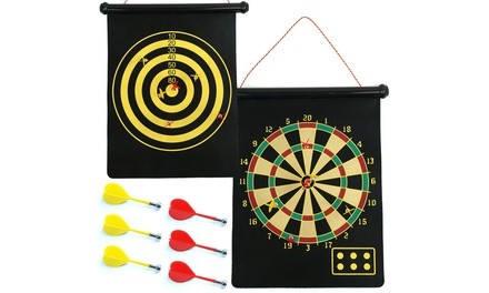 Magnetic Roll-Up Dart Board and Bullseye Game with Darts