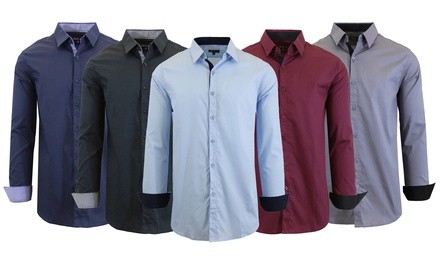 2-Pack Galaxy By Harvic Men's Long Sleeve Slim-Fit Dress Shirts (S-3XL)