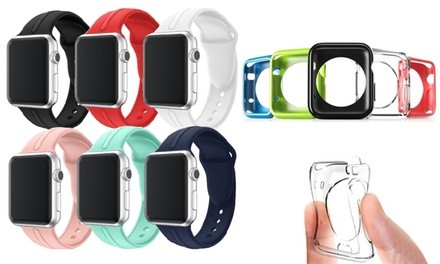 Waloo Sports Band and 5 Gel Cases for Apple Watch Series 1, 2, and 3