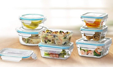 Glass Food Storage Containers w/ Locking Lids Set (10-,14-, or 18-Piece)