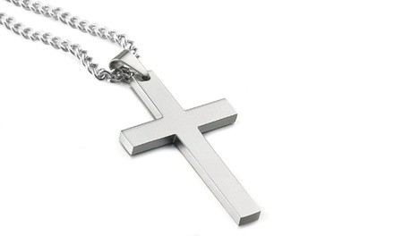 Men's Stainless Steel Cross Pendant Necklace 