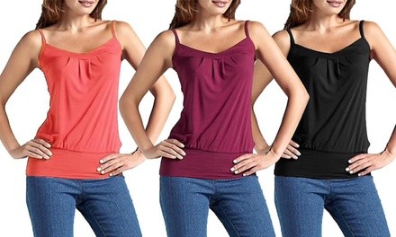 Leo Rosi Women's Diana Banded Tank Top. Plus Sizes Available.