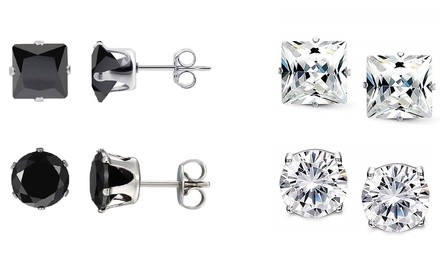 Sterling Silver 8mm CZ Earrings
