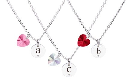 Dainty Initial Necklace made with Crystals from Swarovski by Pink Box