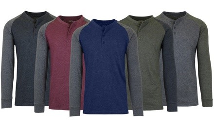 2-Pack Galaxy By Harvic Men's Long Sleeve Marled Henley Tee (S-2XL)