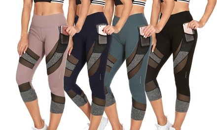 TRAQ65 Women's High-Waist Active Capri Leggings with Pocket. Plus Sizes Available.