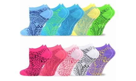 TeeHee Women's Valued 10 Pack No-Show Cotton Socks 