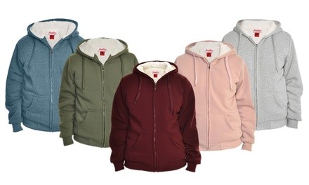 Angelina Women's Full-Zip Sherpa-Lined Hoodie Jacket. Plus Sizes Available.