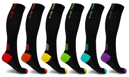 XTF High-Energy Color Block Compression Socks (6-Pack)