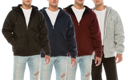 Men's Hooded Sherpa-Lined Sweater Jacket (S-3XLT)