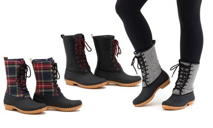 Sociology Woman's Joan Lace-Up Weather Duck Boots | Groupon Exclusive