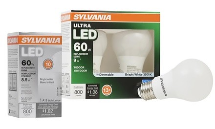 Sylvania Traditional Indoor/Outdoor 60W A19 Energy-Saving LED Light Bulbs (6-, 12-, or 24-Pack)